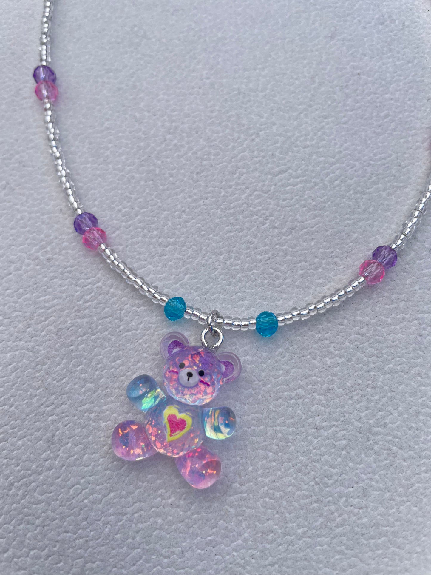 Purple Bear Necklace 15 inches