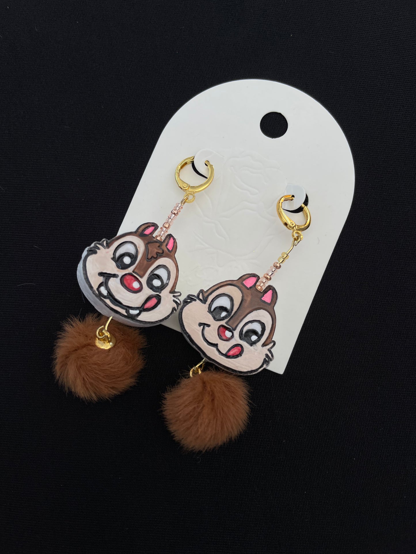 Squirrel Hairball Earrings Brown