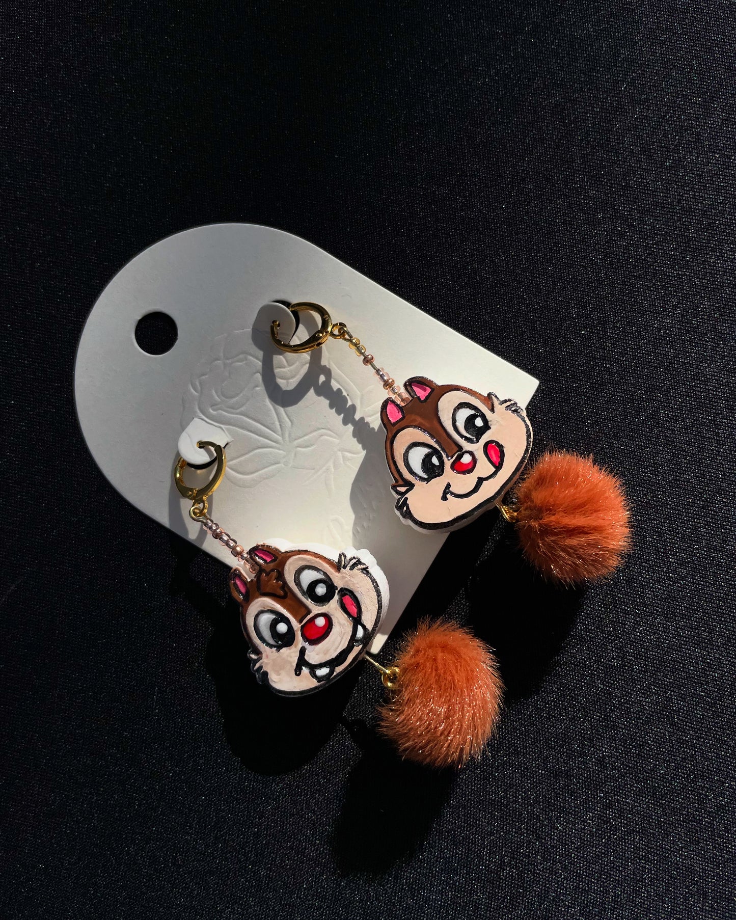 Squirrel Hairball Earrings Brown