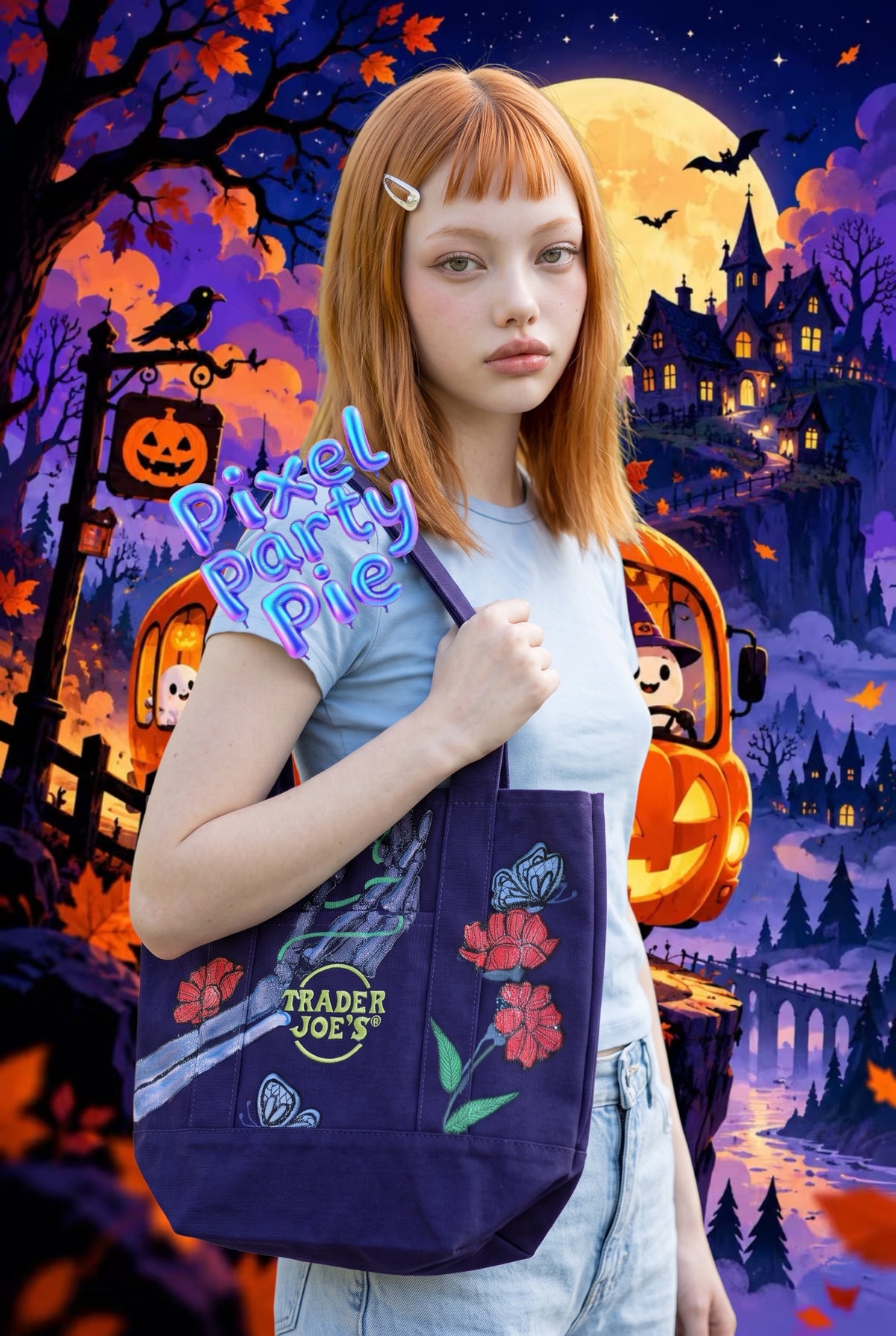 Purple skeleton TJ bag