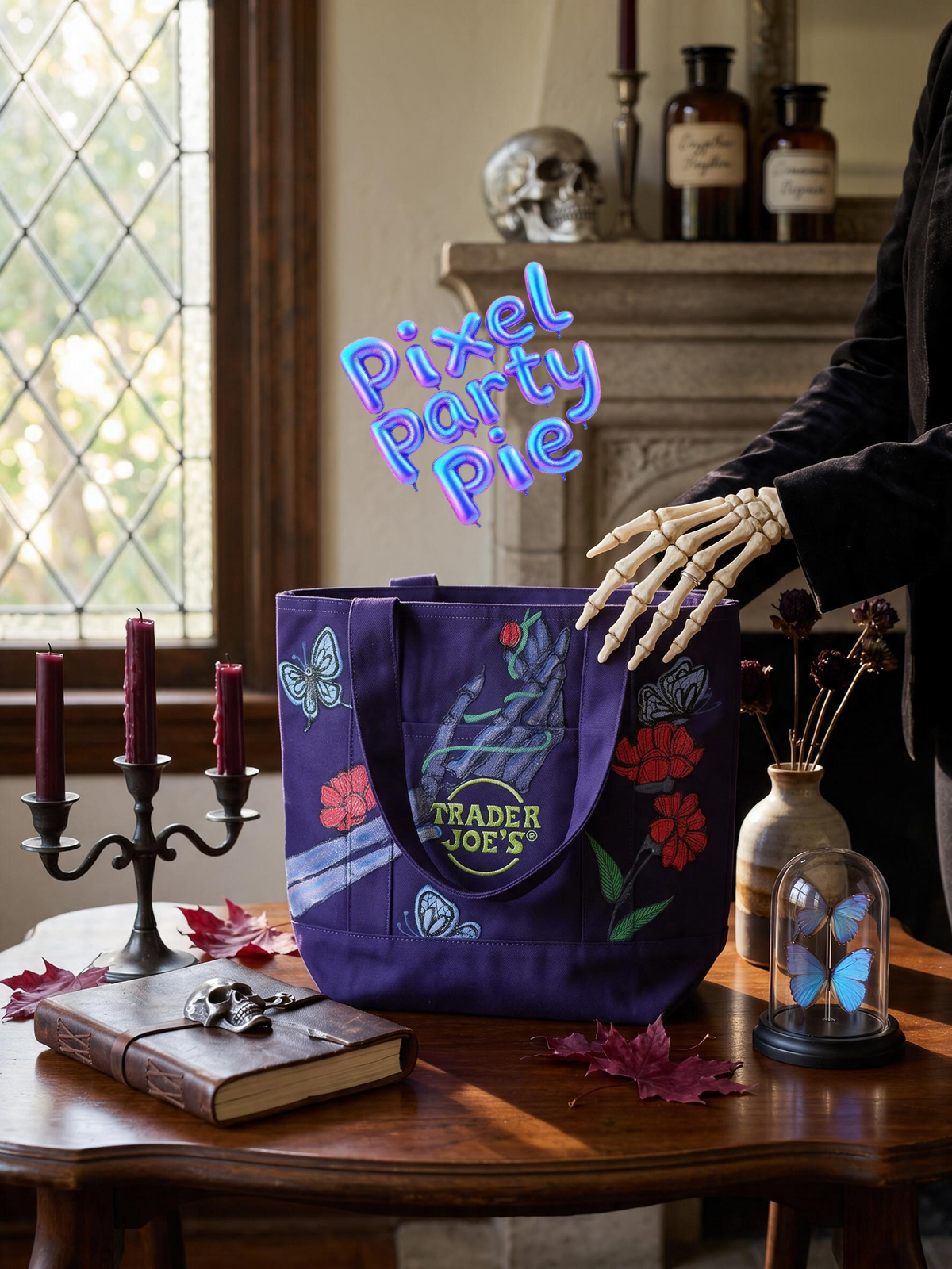 Purple skeleton TJ bag