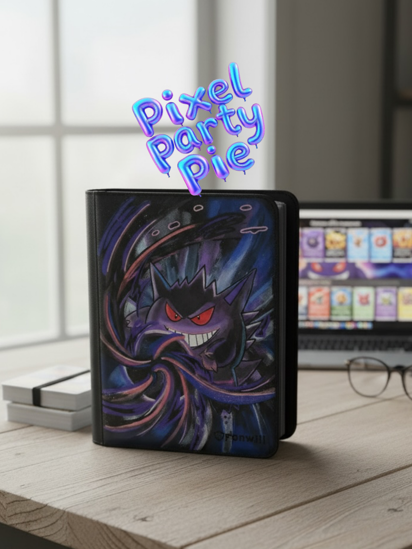 Fonwill Trading Card Binder 9 Pocket, 360 Pockets Trading Card Holder Book x Gengar