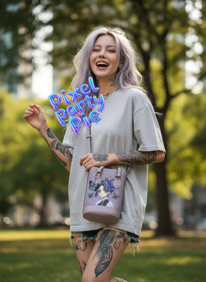 Shinobu x Butterflies leather bucket bag