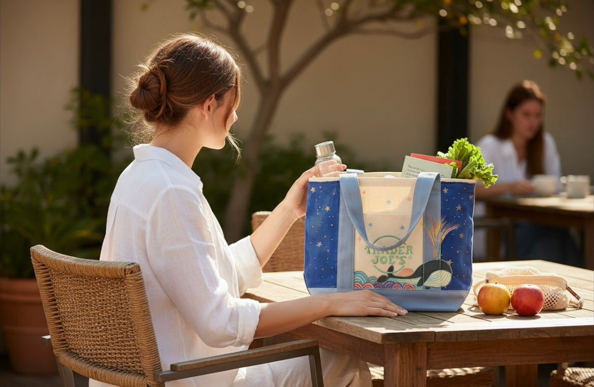 Trader Joe Mini Tote bag rainnow Whale