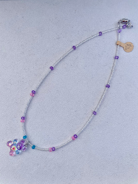 Purple Bear Necklace 15 inches