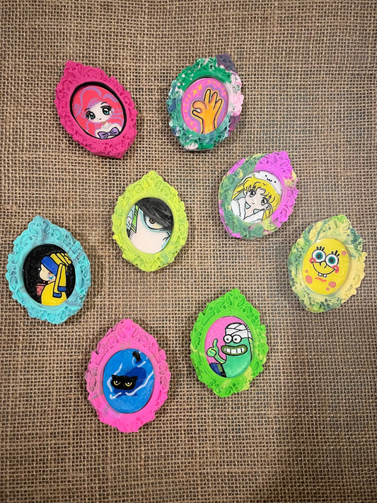Clay Frame Magnet with mini hand drawn pics