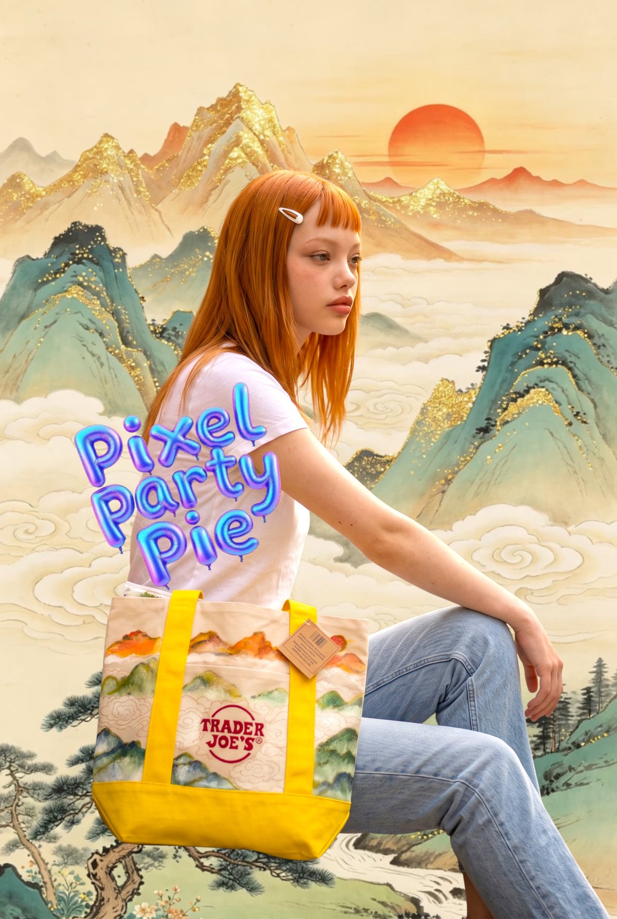 Chinese Landscaping Painting x Trader Joe Bag