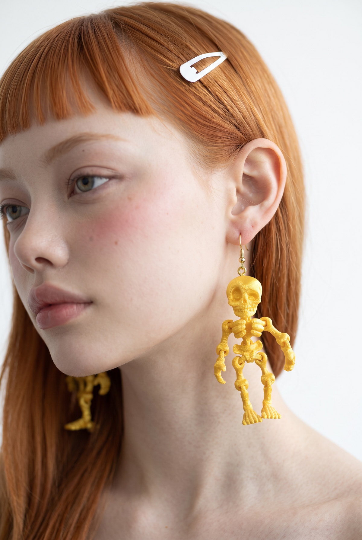 3d Skeleton painting earrings