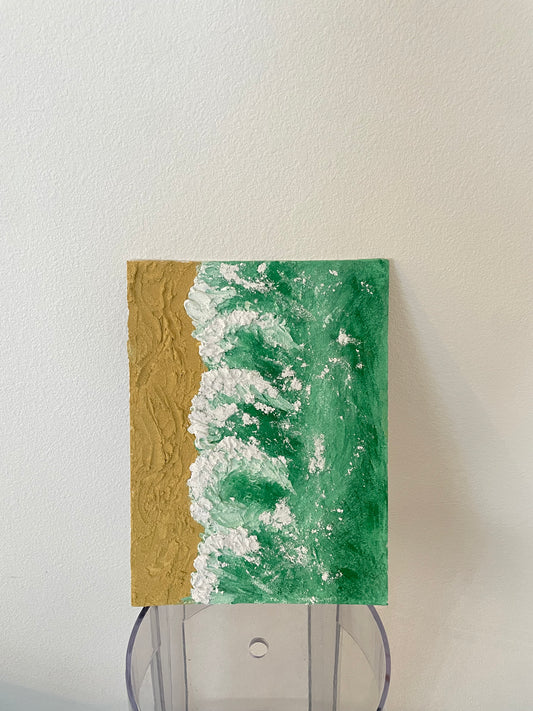 Quartz texture painting Green Beach 16 x 12 inches