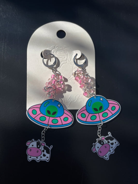Earrings UFO & Cow