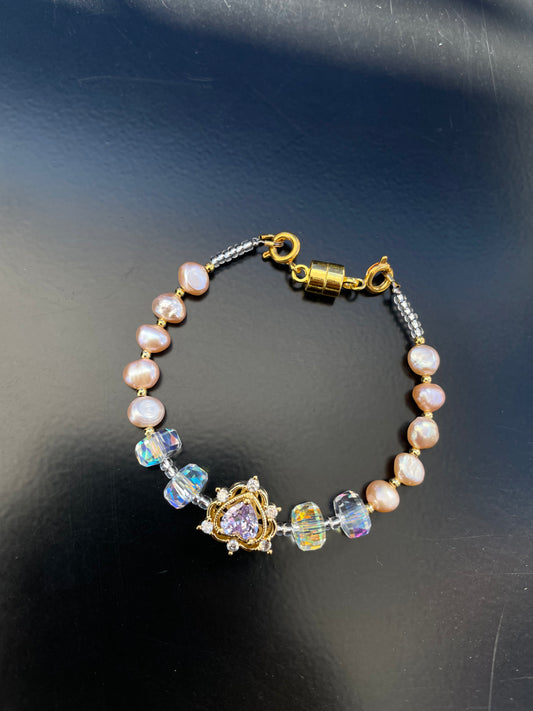 Pink Freshwater Pearl necklace with Magnetic Clasp