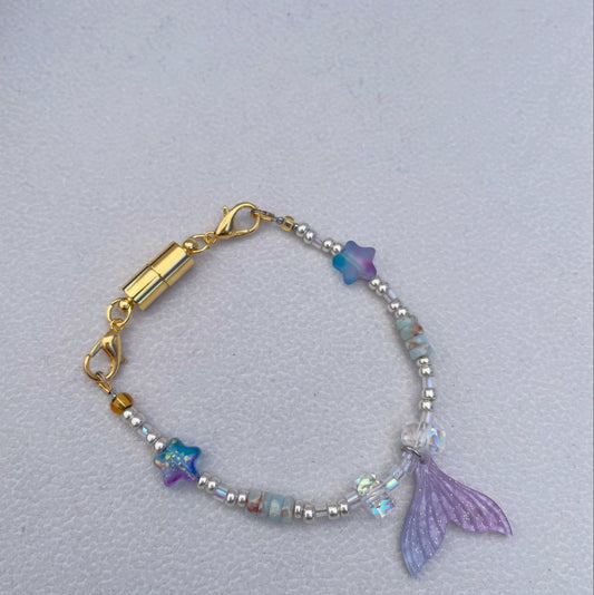 Shoushan Stone Bracelet, with Magnetic Clasp, sky blue & gold