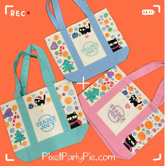 Christmas Trader Joe Bag, 3 colors, hand-painted
