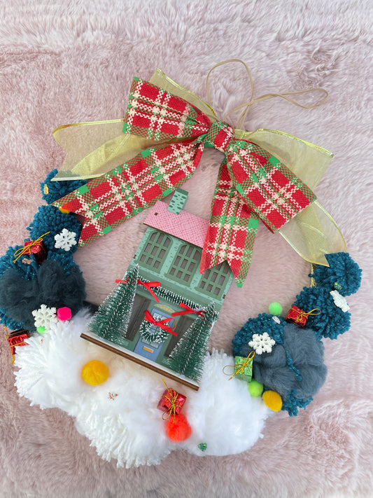 House lighting up Door Wreath